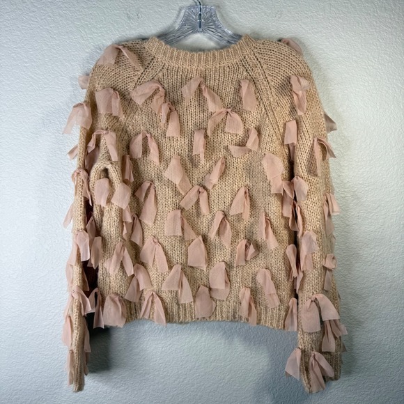 Free the Roses‎ Womens Cardigan Sweater Small Knit Tulle Ribbon Embellished - Picture 6 of 6